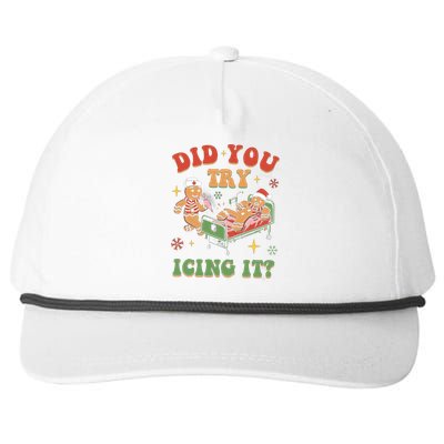 Did You Try Icing It Gingerbread Nurse Christmas Holiday Gift Snapback Five-Panel Rope Hat