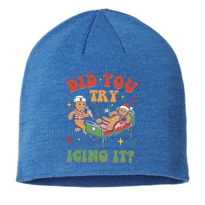 Did You Try Icing It Gingerbread Nurse Christmas Holiday Gift Sustainable Beanie