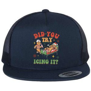 Did You Try Icing It Gingerbread Nurse Christmas Holiday Gift Flat Bill Trucker Hat