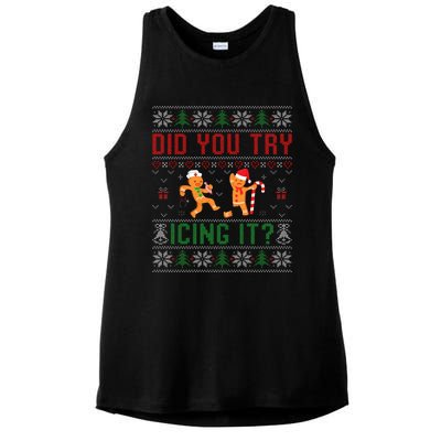 Did You Try Icing It Nurse Ugly Christmas Sweater  Ladies PosiCharge Tri-Blend Wicking Tank