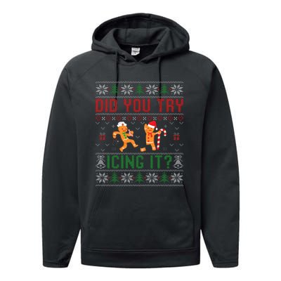 Did You Try Icing It Nurse Ugly Christmas Sweater  Performance Fleece Hoodie