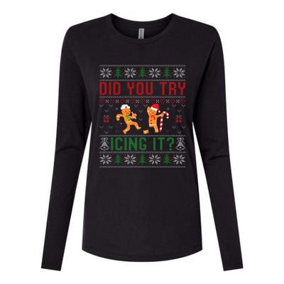 Did You Try Icing It Nurse Ugly Christmas Sweater  Womens Cotton Relaxed Long Sleeve T-Shirt