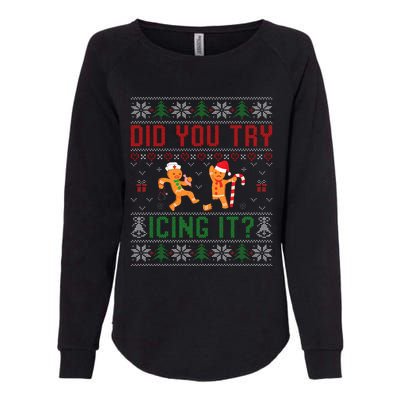 Did You Try Icing It Nurse Ugly Christmas Sweater  Womens California Wash Sweatshirt