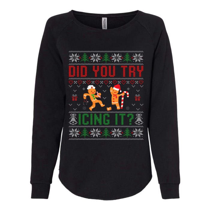 Did You Try Icing It Nurse Ugly Christmas Sweater  Womens California Wash Sweatshirt