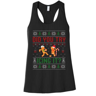 Did You Try Icing It Nurse Ugly Christmas Sweater  Women's Racerback Tank