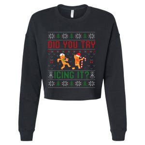 Did You Try Icing It Nurse Ugly Christmas Sweater  Cropped Pullover Crew