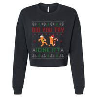 Did You Try Icing It Nurse Ugly Christmas Sweater  Cropped Pullover Crew