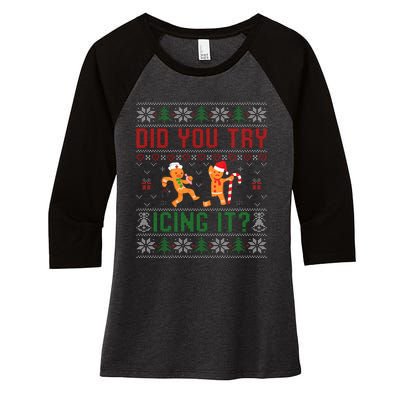 Did You Try Icing It Nurse Ugly Christmas Sweater  Women's Tri-Blend 3/4-Sleeve Raglan Shirt