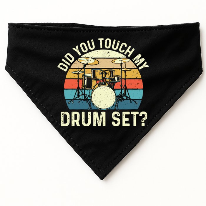 Did You Touch My Drum Set Retro Drummer Drumming USA-Made Doggie Bandana