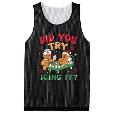 Did You Try Icing It Gingerbread Humor Nurse Christmas Mesh Reversible Basketball Jersey Tank