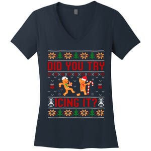 Did You Try Icing It Funny Nurse For Xmas Women's V-Neck T-Shirt