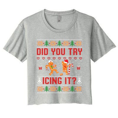 Did You Try Icing It Funny Nurse For Xmas Women's Crop Top Tee