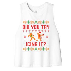 Did You Try Icing It Funny Nurse For Xmas Women's Racerback Cropped Tank