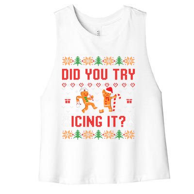 Did You Try Icing It Funny Nurse For Xmas Women's Racerback Cropped Tank