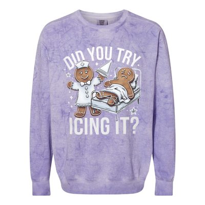 Did You Try Icing It Funny Ginger Bread Holiday Humor Cute Gift Colorblast Crewneck Sweatshirt