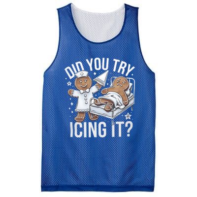 Did You Try Icing It Funny Ginger Bread Holiday Humor Cute Gift Mesh Reversible Basketball Jersey Tank