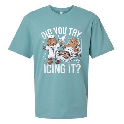 Did You Try Icing It Funny Ginger Bread Holiday Humor Cute Gift Sueded Cloud Jersey T-Shirt