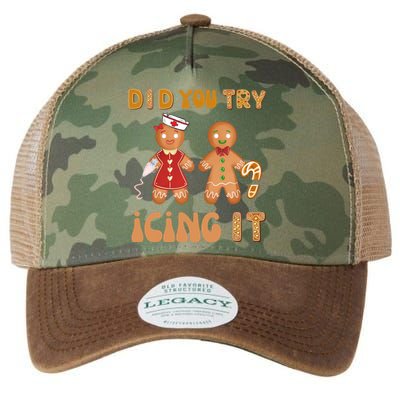 Did You Try Icing It Funny Gingerbread Christmas Nurse Gift Legacy Tie Dye Trucker Hat