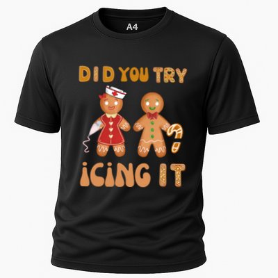 Did You Try Icing It Funny Gingerbread Christmas Nurse Gift Cooling Performance Crew T-Shirt