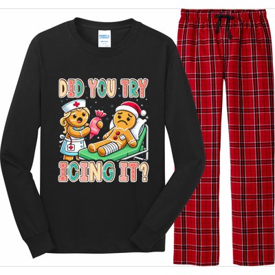 Did You Try Icing It Icu Nurse Christmas Gingerbread Sweatshirt Long Sleeve Pajama Set