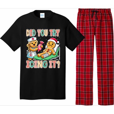 Did You Try Icing It Icu Nurse Christmas Gingerbread Sweatshirt Pajama Set