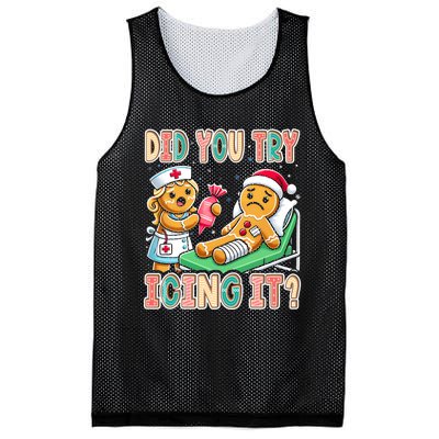 Did You Try Icing It Icu Nurse Christmas Gingerbread Sweatshirt Mesh Reversible Basketball Jersey Tank