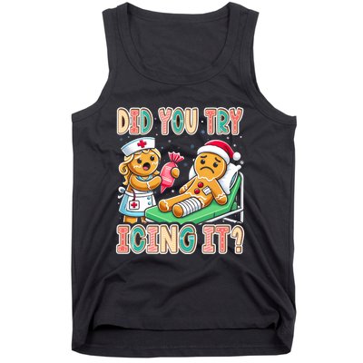 Did You Try Icing It Icu Nurse Christmas Gingerbread Sweatshirt Tank Top