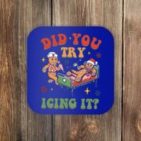 Did You Try Icing It Gingerbread Nurse Christmas Holiday Gift Coaster