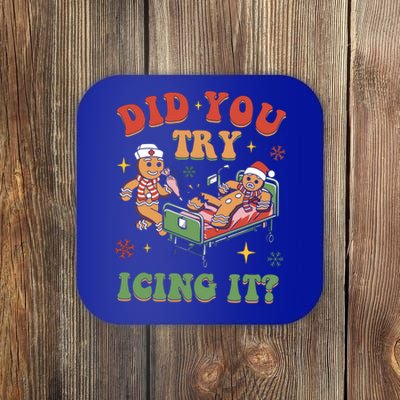 Did You Try Icing It Gingerbread Nurse Christmas Holiday Gift Coaster