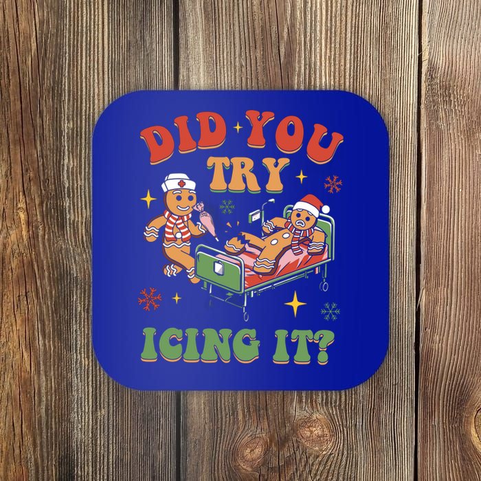 Did You Try Icing It Gingerbread Nurse Christmas Holiday Gift Coaster