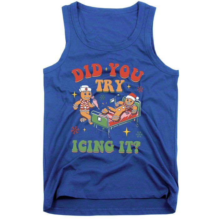 Did You Try Icing It Gingerbread Nurse Christmas Holiday Gift Tank Top