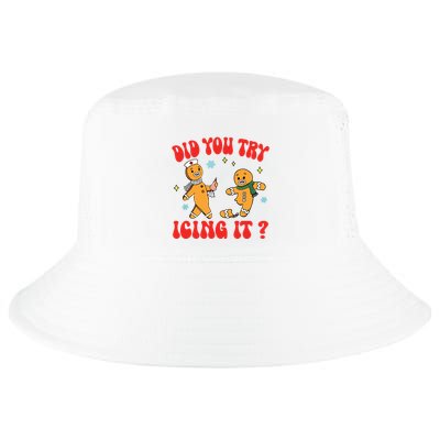 Did You Try Icing It Funny Christmas Nurse Gingerbread Man Long Sleeve Cool Comfort Performance Bucket Hat