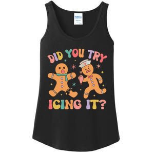 Did You Try Icing It Christmas Gingerbread School Nurse Ladies Essential Tank