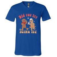 Did You Try Icing It Icu Nurse Christmas Gingerbread Outfits Funny Gift V-Neck T-Shirt