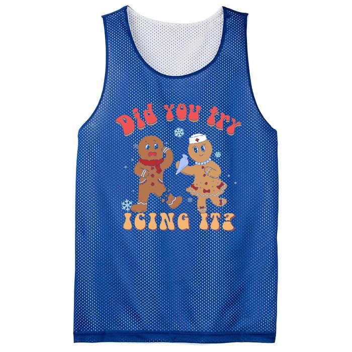 Did You Try Icing It Icu Nurse Christmas Gingerbread Outfits Funny Gift Mesh Reversible Basketball Jersey Tank