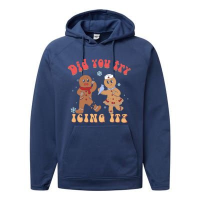 Did You Try Icing It Icu Nurse Christmas Gingerbread Outfits Funny Gift Performance Fleece Hoodie