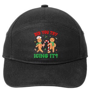 Did You Try Icing It Funny Christmas Nurse Gingerbread Man 7-Panel Snapback Hat