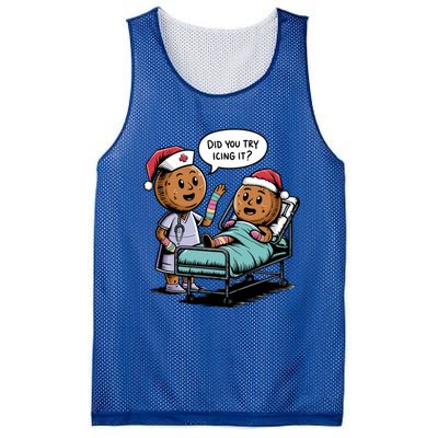 Did You Try Icing It Retro Christmas Gingerbread Nurse Squad Meaningful Gift Mesh Reversible Basketball Jersey Tank