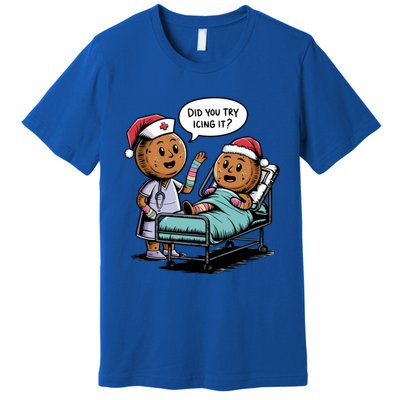 Did You Try Icing It Retro Christmas Gingerbread Nurse Squad Meaningful Gift Premium T-Shirt