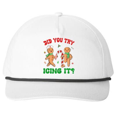 Did You Try Icing It Retro Christmas Gingerbread Nurse Squad Gift Snapback Five-Panel Rope Hat