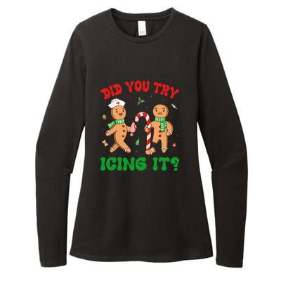 Did You Try Icing It Retro Christmas Gingerbread Nurse Squad Gift Womens CVC Long Sleeve Shirt