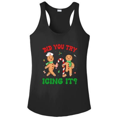 Did You Try Icing It Retro Christmas Gingerbread Nurse Squad Gift Ladies PosiCharge Competitor Racerback Tank