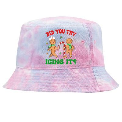 Did You Try Icing It Retro Christmas Gingerbread Nurse Squad Gift Tie-Dyed Bucket Hat