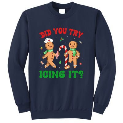 Did You Try Icing It Retro Christmas Gingerbread Nurse Squad Gift Sweatshirt