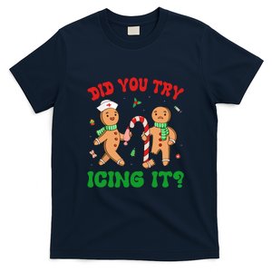 Did You Try Icing It Retro Christmas Gingerbread Nurse Squad Gift T-Shirt