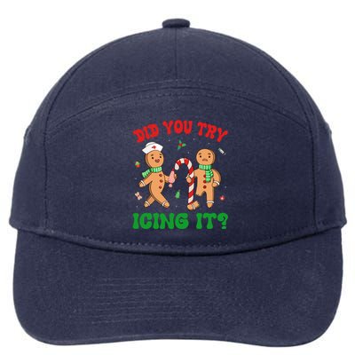 Did You Try Icing It Retro Christmas Gingerbread Nurse Squad Gift 7-Panel Snapback Hat