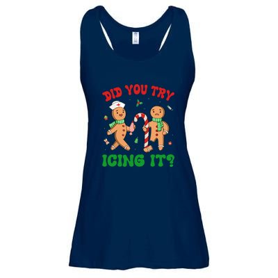 Did You Try Icing It Retro Christmas Gingerbread Nurse Squad Gift Ladies Essential Flowy Tank