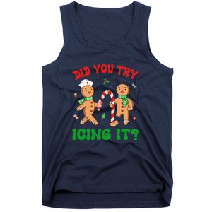 Did You Try Icing It Retro Christmas Gingerbread Nurse Squad Gift Tank Top