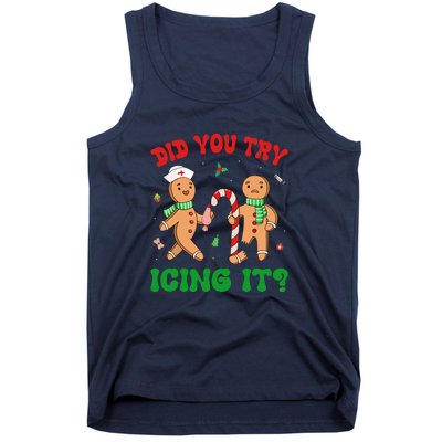 Did You Try Icing It Retro Christmas Gingerbread Nurse Squad Gift Tank Top