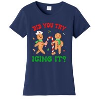 Did You Try Icing It Retro Christmas Gingerbread Nurse Squad Gift Women's T-Shirt